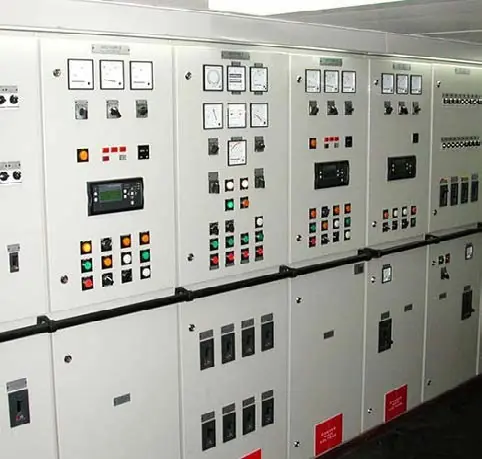 Row of electrical control panels